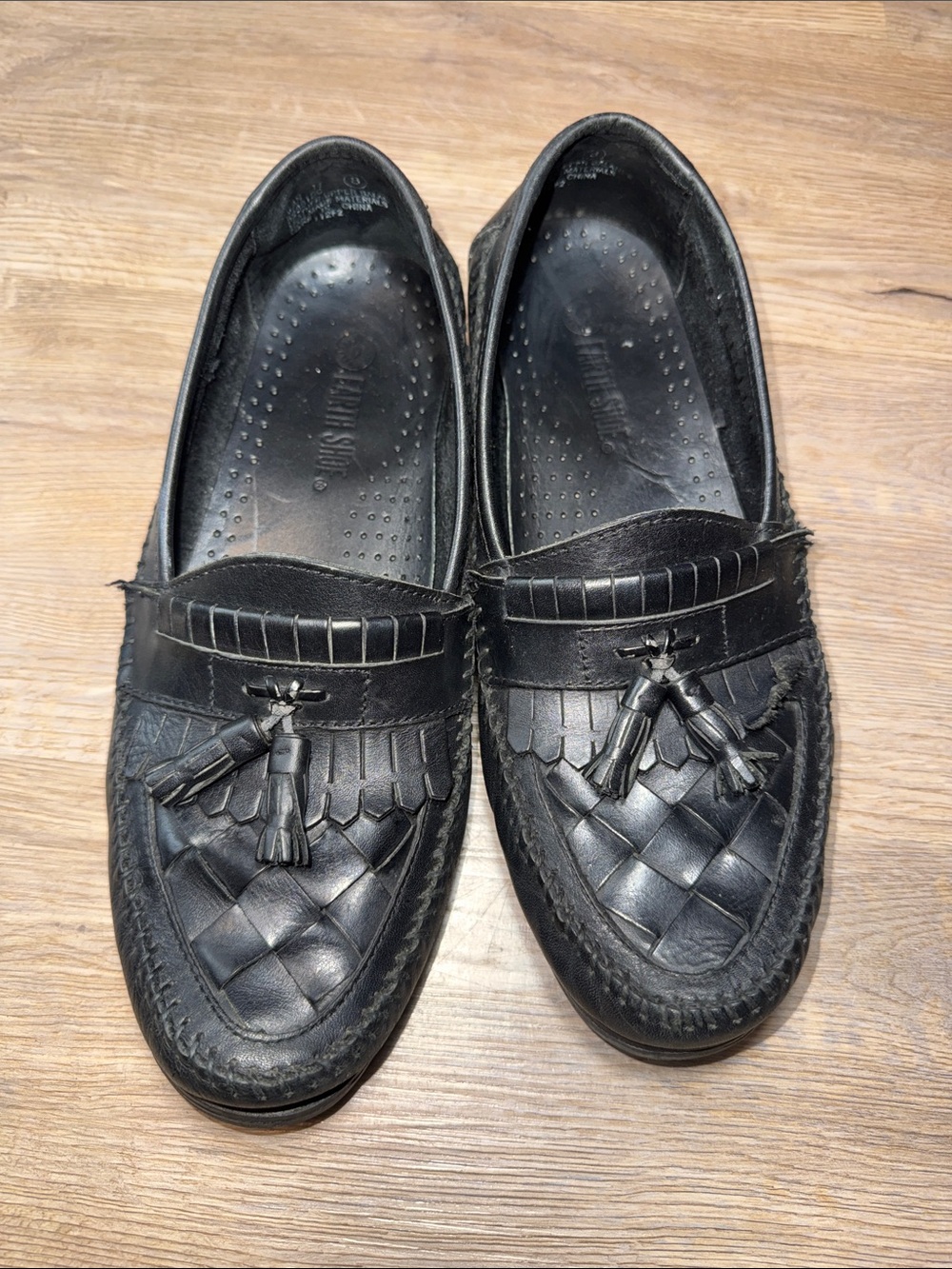 Vintage Women’s Black Genuine Leather Tassel Kiltie Loafers